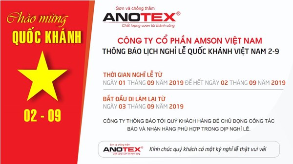 Thông báo nghỉ lễ quốc khánh Việt Nam 2-9-2019